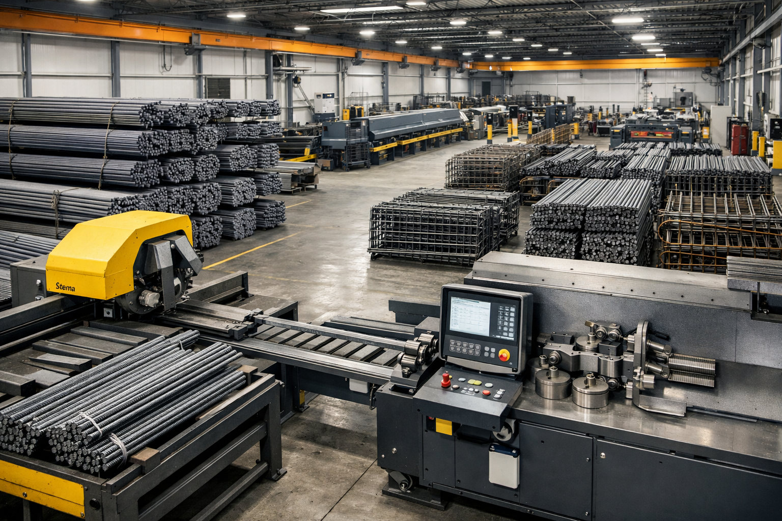 Rebar fabrication facility with advanced equipment